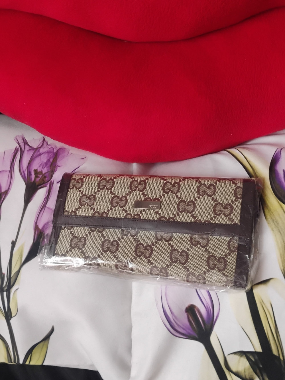 Designer-Patterned Brown Canvas Wallet🆕✨🍓🩷